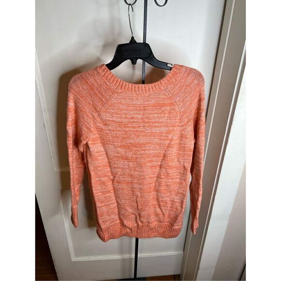 LC LAUREN CONRAD Sweater Small Coral Orange Snowman Graphic Christmas - Picture 5 of 5